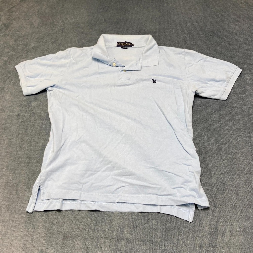 U.S. Polo Assn. Polo Shirt Mens Medium White Cotton High Low Hem Golf Tennis
